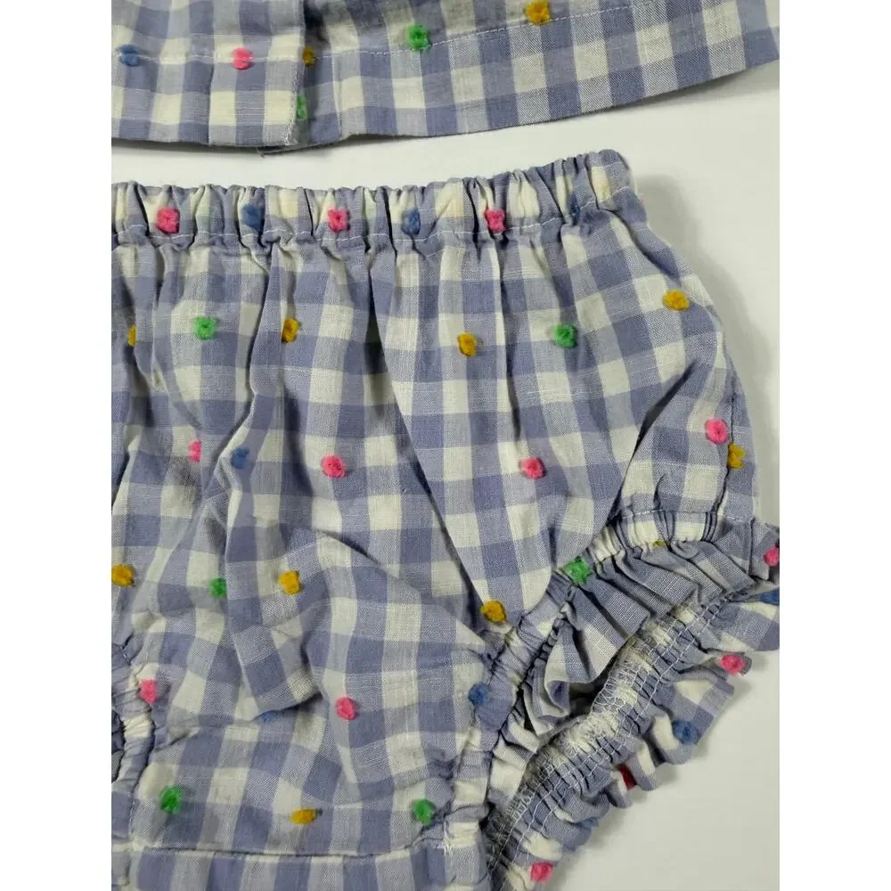 Baby Gap Gingham Embroidered Top Bloomers & Headband Set 3-6 Months